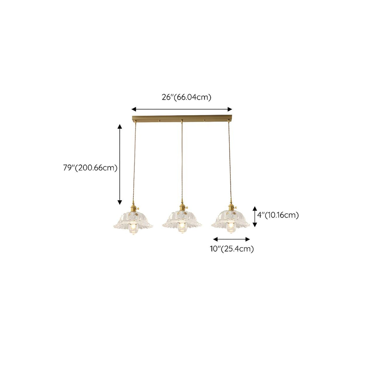 Exquisite 3-Light Clear Flower Island Pendant Light 