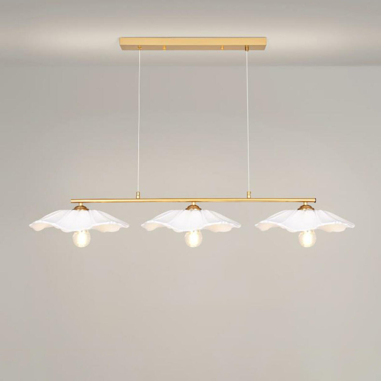 Exquisite 3-Light Floral Gold Island Chandelier Light Image - 11