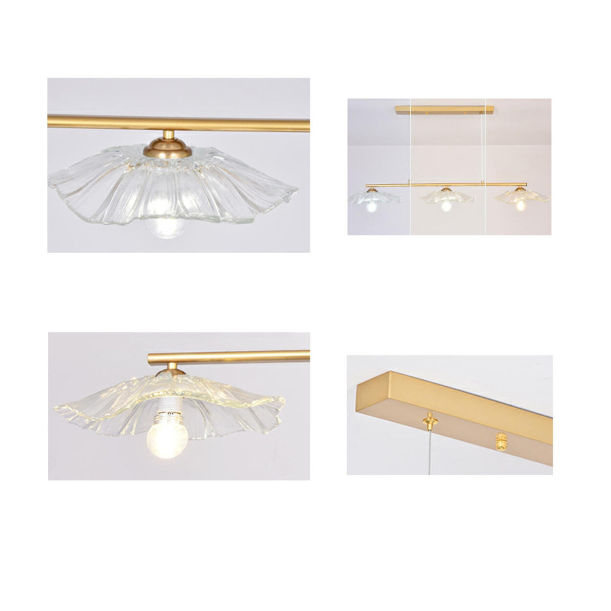 Exquisite 3-Light Floral Gold Island Chandelier Light Image - 14