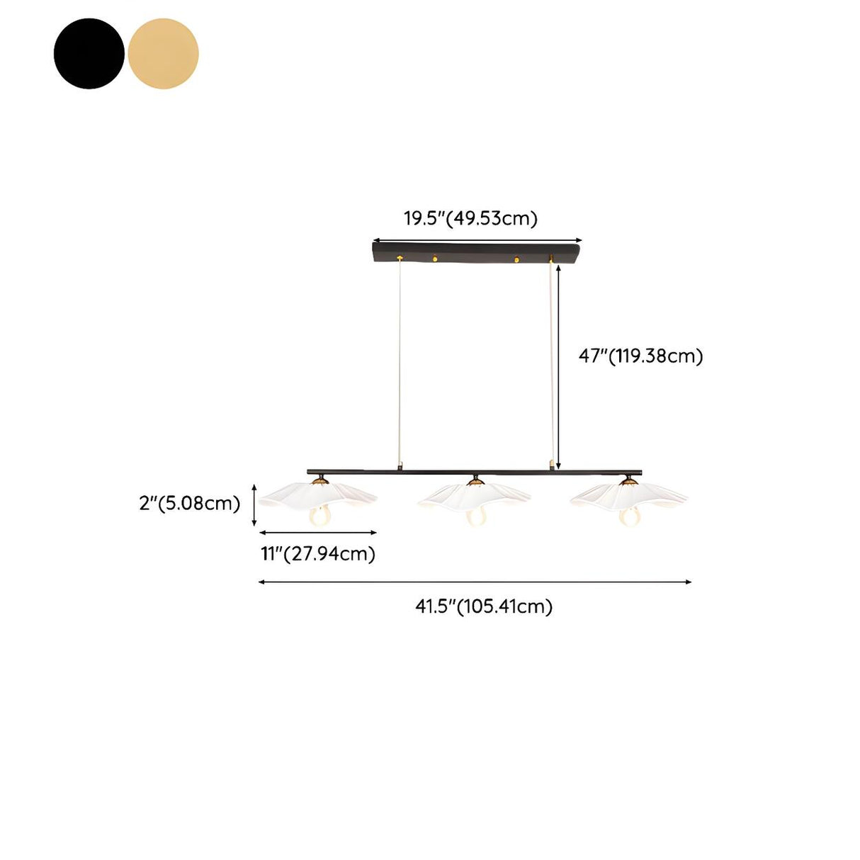 Exquisite 3-Light Floral Gold Island Chandelier Light Image - 17