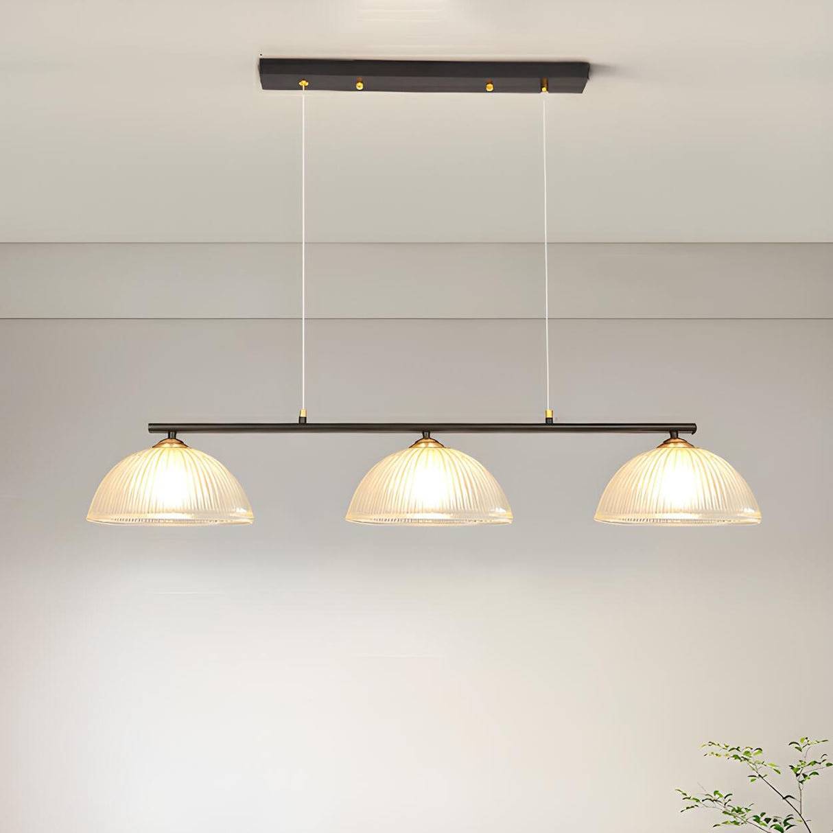 Exquisite 3-Light Floral Gold Island Chandelier Light Image - 3
