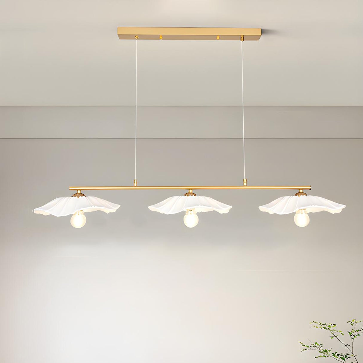 Exquisite 3-Light Floral Gold Island Chandelier Light Image - 5