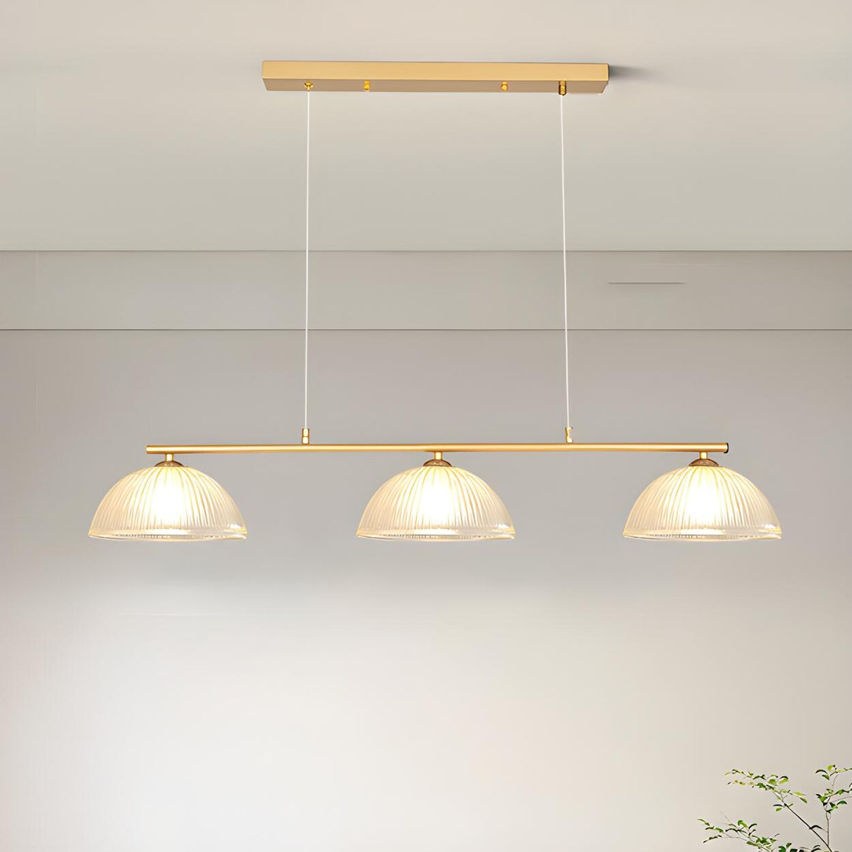 Exquisite 3-Light Floral Gold Island Chandelier Light Image - 7