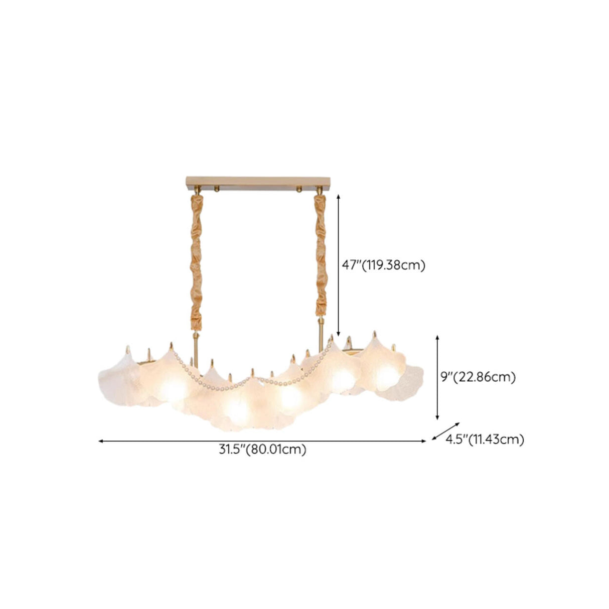Exquisite Adjustable Shell Glass Island Ceiling Light 