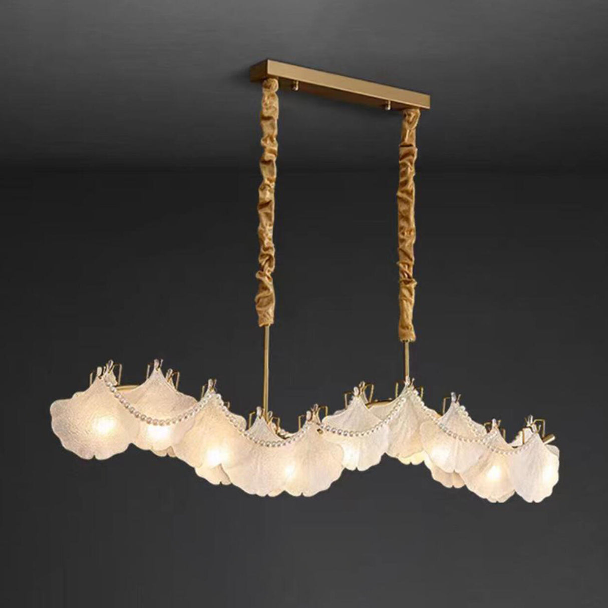 Exquisite Adjustable Shell Glass Island Ceiling Light Image - 4