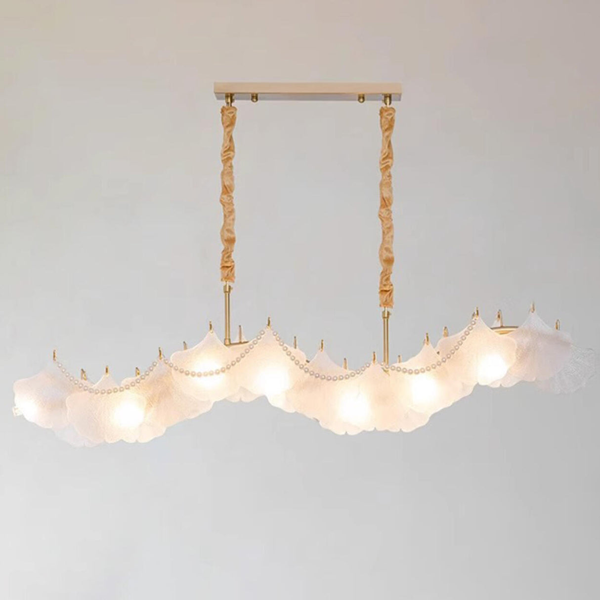 Exquisite Adjustable Shell Glass Island Ceiling Light Image - 5