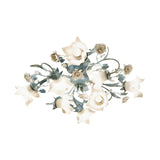 Exquisite Blue Floral 6-Head Semi-Flush Mount Light Image - 8