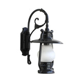 Exquisite Brass Lantern Glass Exterior LED Wall Sconce Image - 10