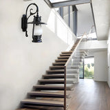Exquisite Brass Lantern Glass Exterior LED Wall Sconce Image - 7