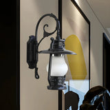 Exquisite Brass Lantern Glass Exterior LED Wall Sconce Image - 8