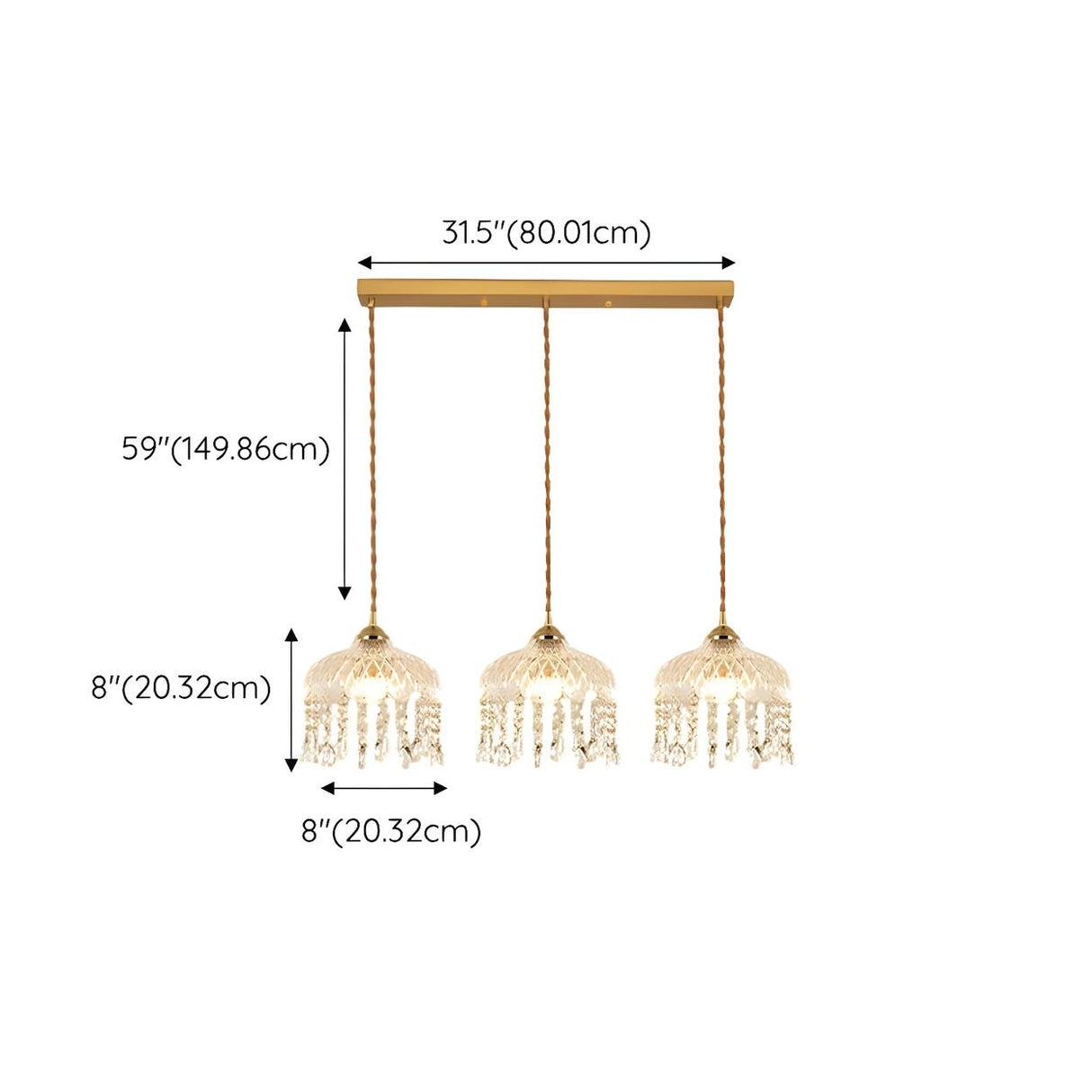 Exquisite Clear Crystal Kitchen Island Pendant Light 