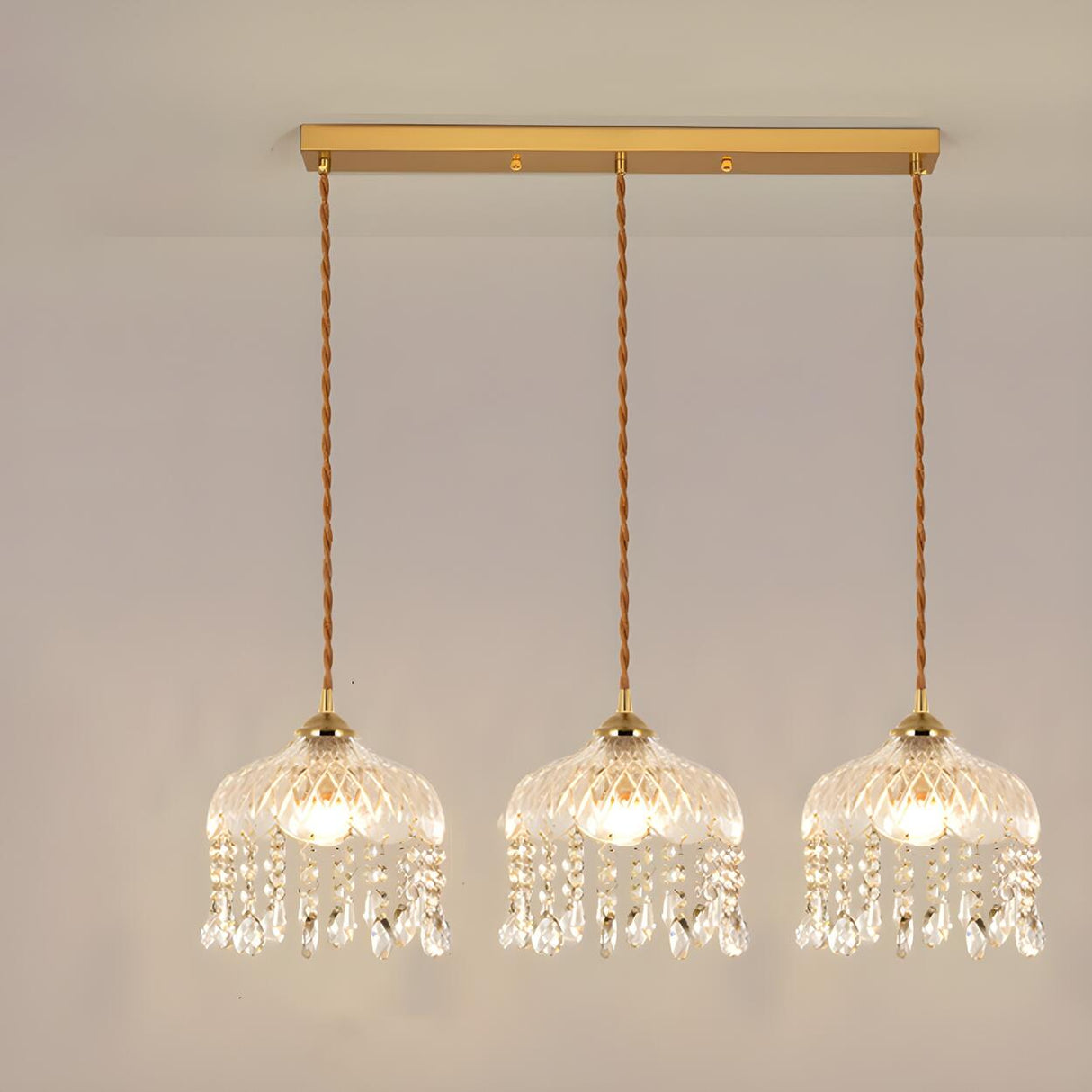 Exquisite Clear Crystal Kitchen Island Pendant Light Image - 5
