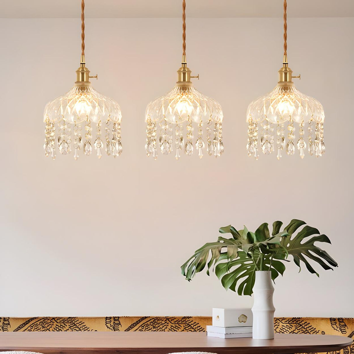 Exquisite Clear Crystal Kitchen Island Pendant Light Image - 6
