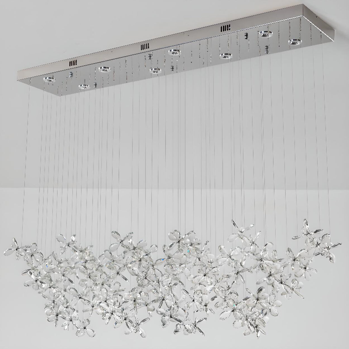 Exquisite Crystal Floral Island Chandelier Light Image - 6