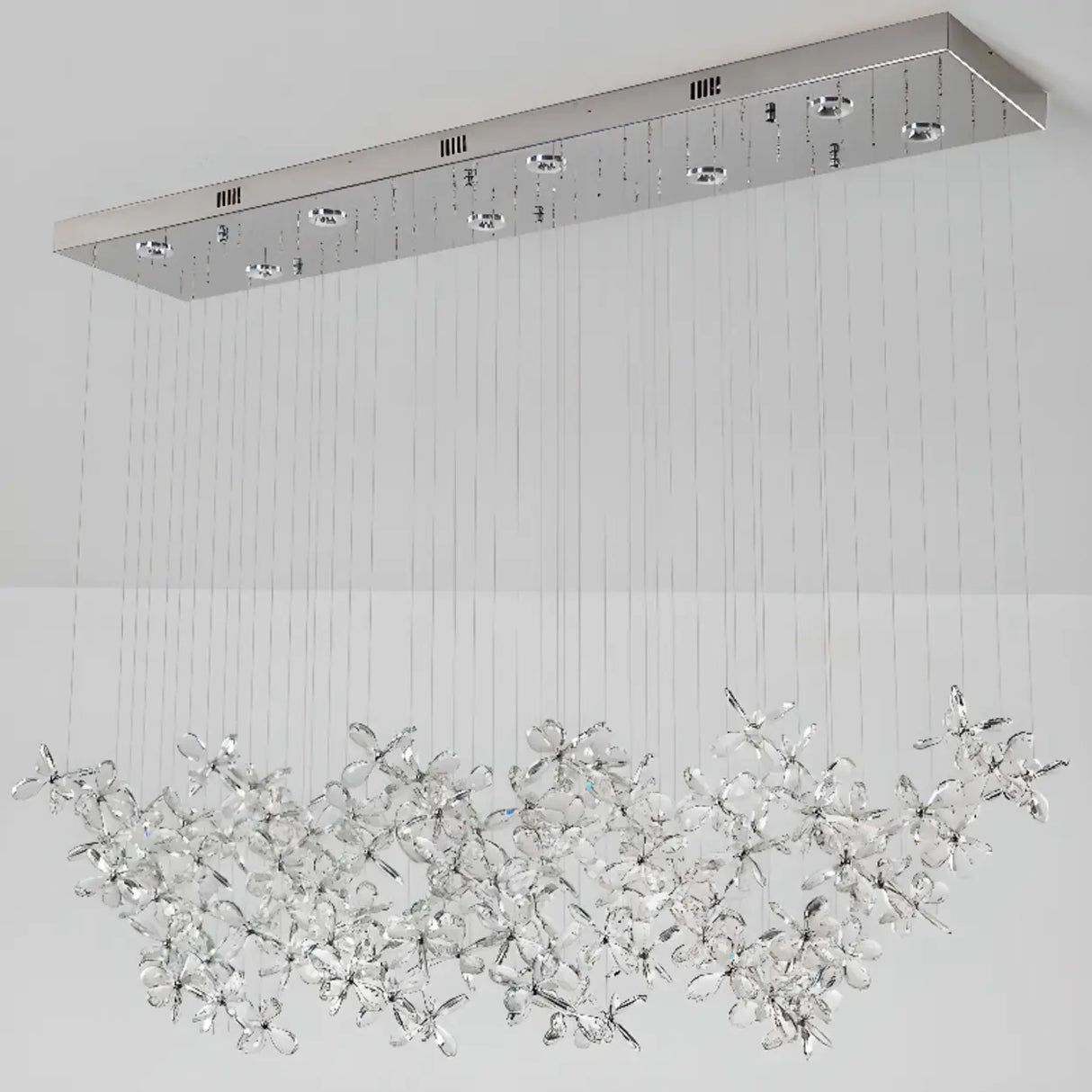 Exquisite Crystal Floral Island Chandelier Light Image - 6