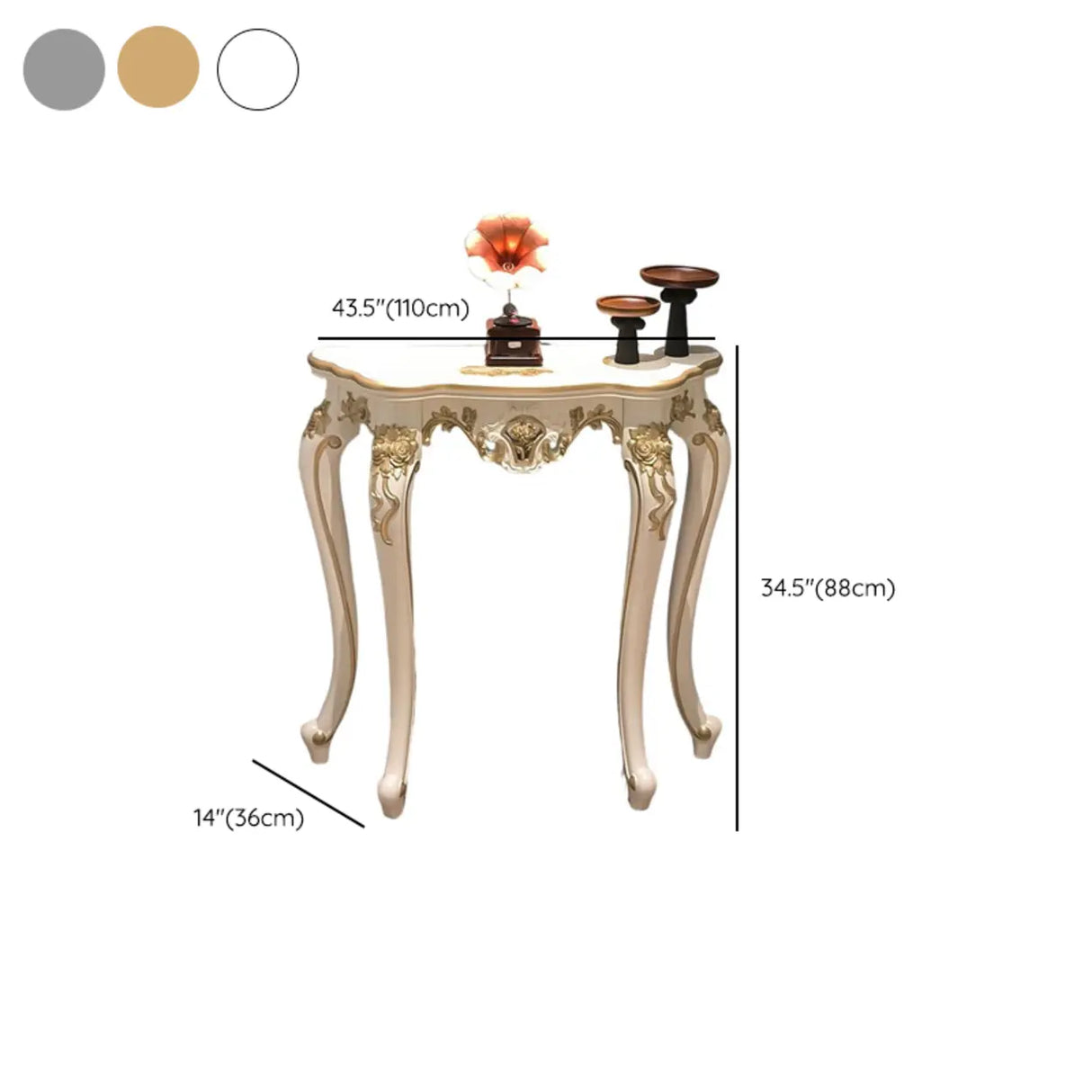 Exquisite Curved Legs Half-circle Wood White Console Table Image - 18
