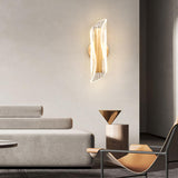 Exquisite Gold Metal Wavy LED Acrylic Wall Sconce Image - 7