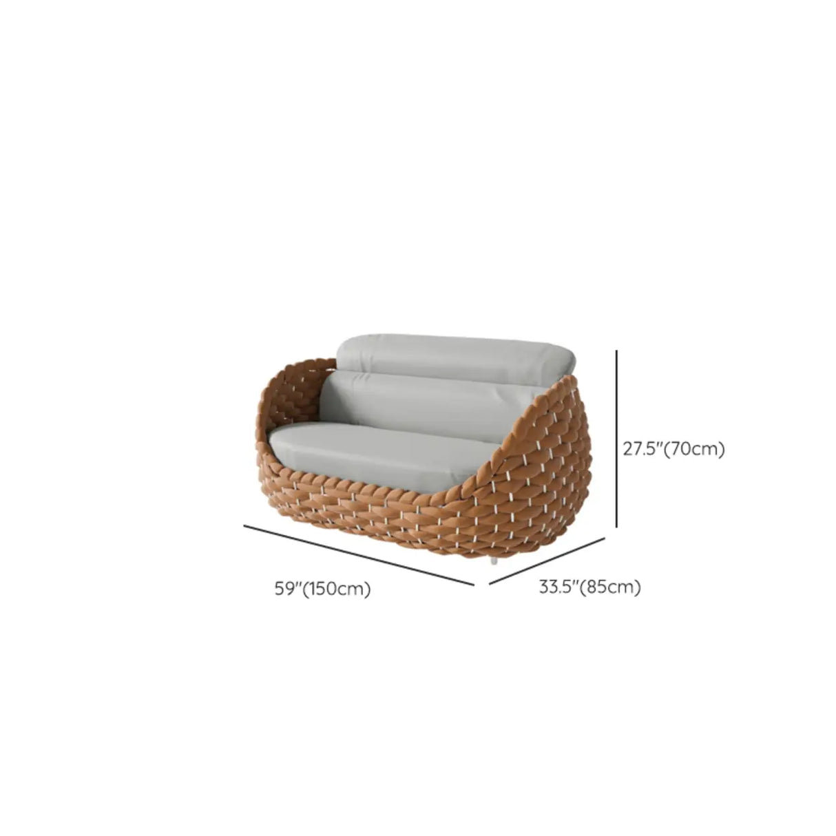 Exquisite Waterproof Woven Oval Rattan Gray Patio Set 