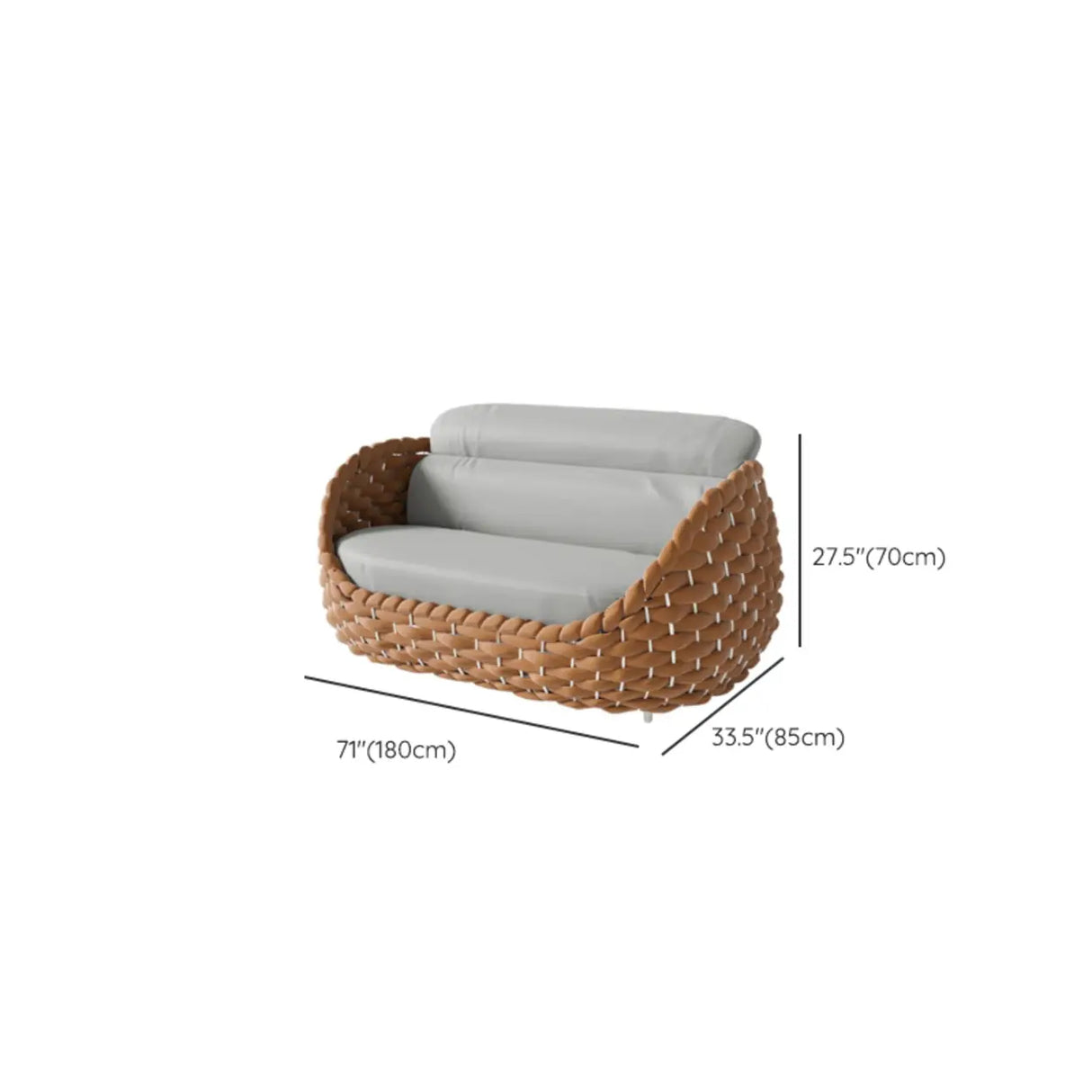 Exquisite Waterproof Woven Oval Rattan Gray Patio Set Image - 18