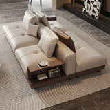 Extra Long Off-White Foam Fill Wood Frame Storage Sofa Image - 1
