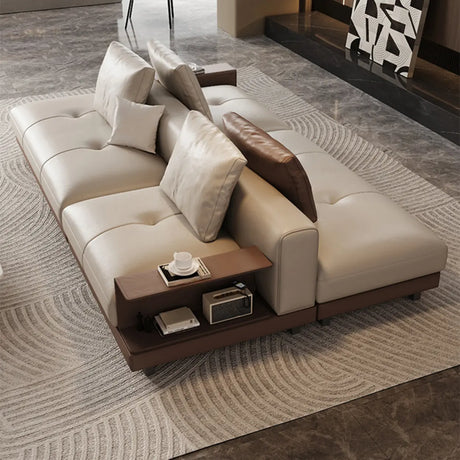 Extra Long Off-White Foam Fill Wood Frame Storage Sofa Image - 1
