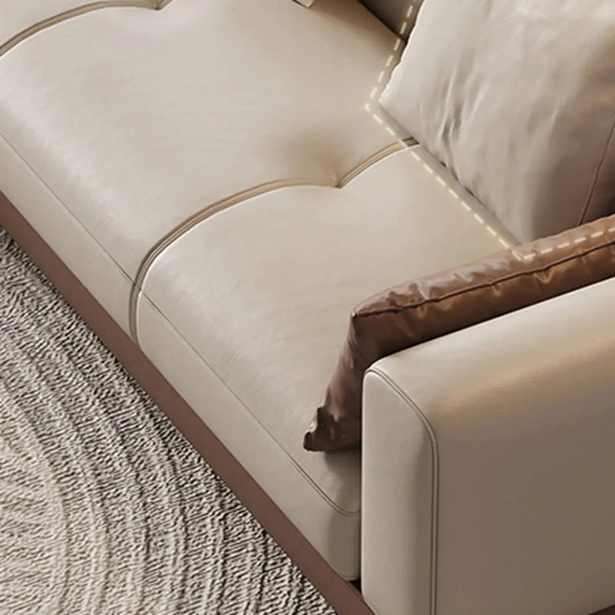 Extra Long Off-White Foam Fill Wood Frame Storage Sofa Image - 2
