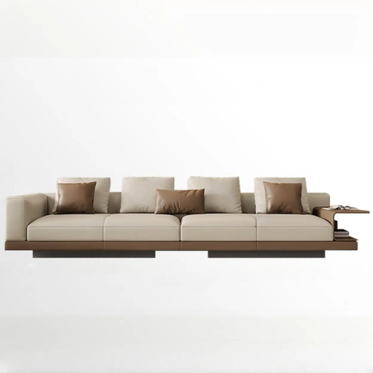 Extra Long Off-White Foam Fill Wood Frame Storage Sofa Image - 3