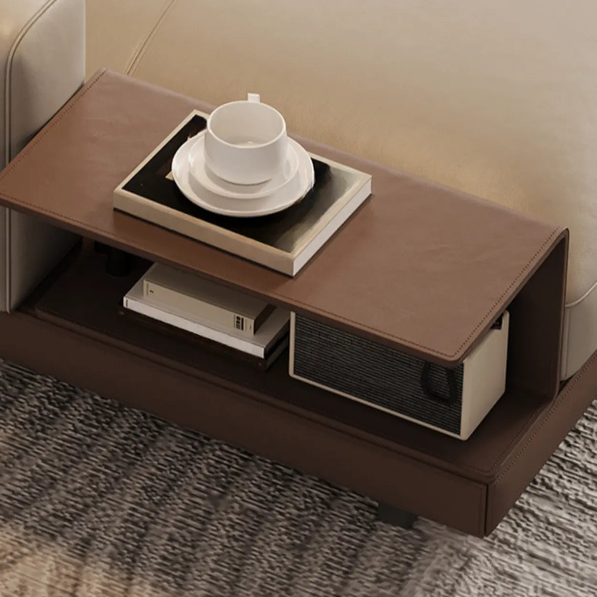 Extra Long Off-White Foam Fill Wood Frame Storage Sofa Image - 4