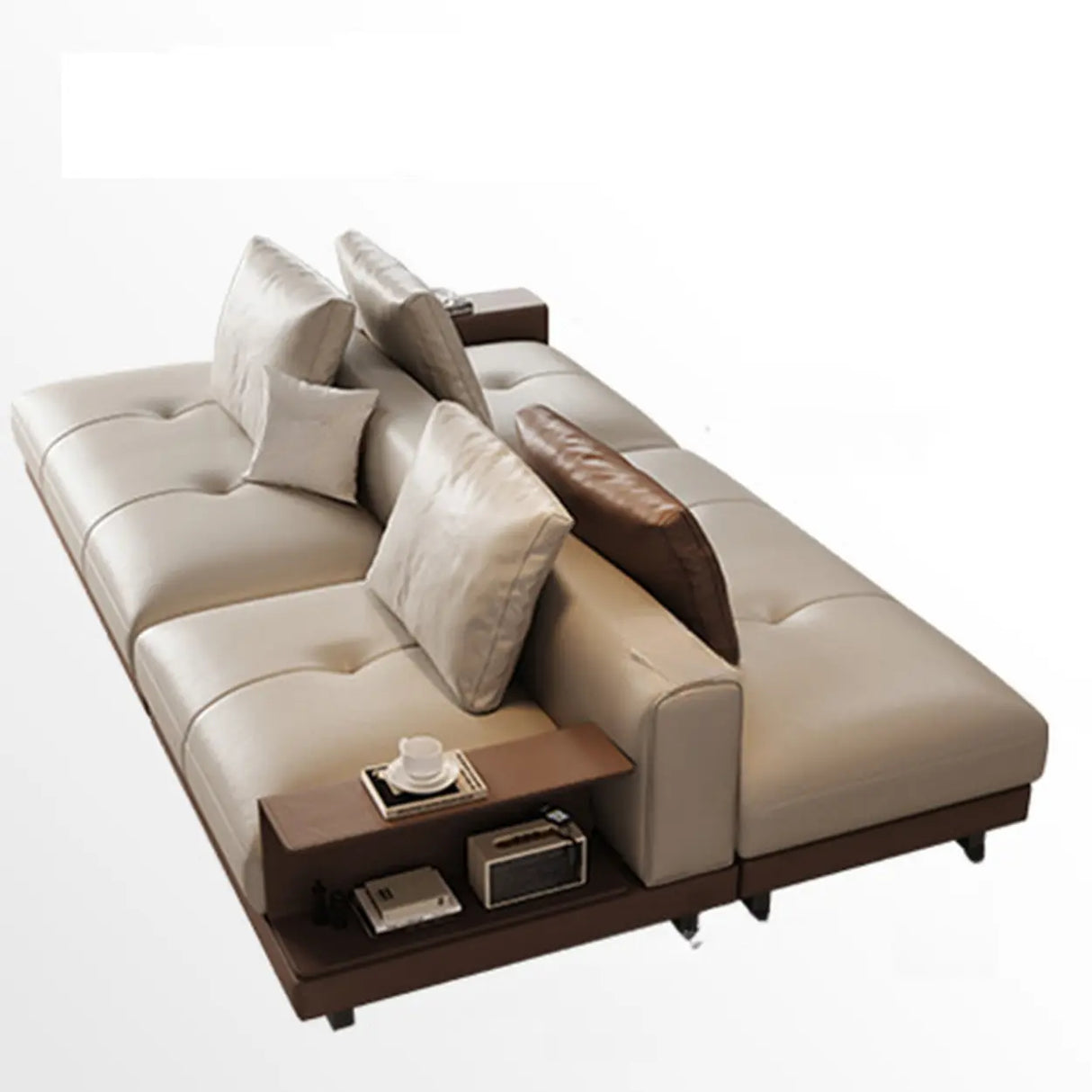 Extra Long Off-White Foam Fill Wood Frame Storage Sofa Image - 6
