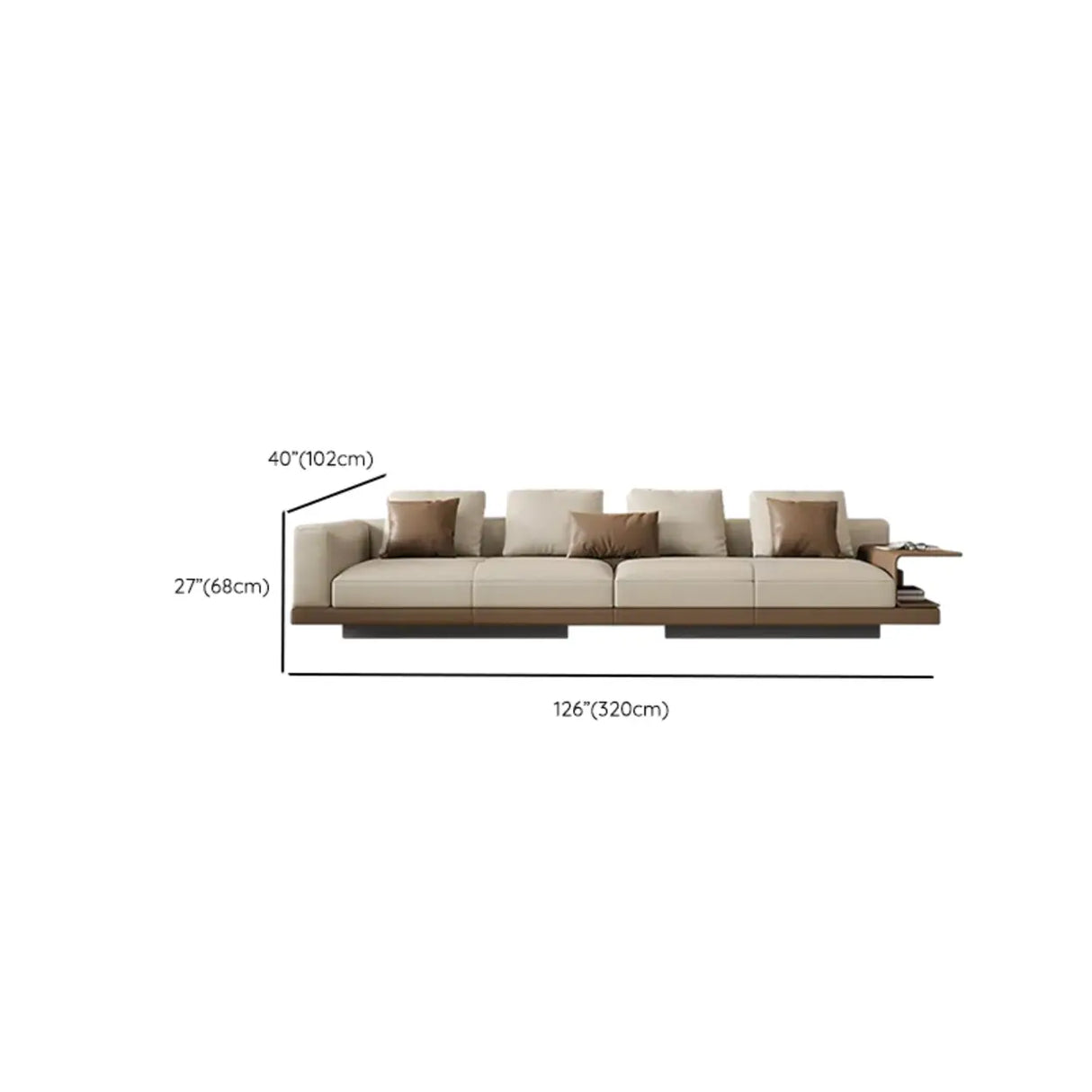 Extra Long Off-White Foam Fill Wood Frame Storage Sofa Image - 9