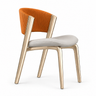 Curved Back Faux Leather Metal Dining Chair