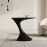 Modern Red Oval Sculpted Pedestal Side Table
