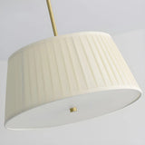 Fabric Beige Bedroom Downrod Drum Chandelier Lighting Image - 10
