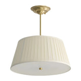 Fabric Beige Bedroom Downrod Drum Chandelier Lighting Image - 11