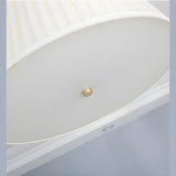 Fabric Beige Bedroom Downrod Drum Chandelier Lighting Image - 17
