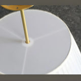 Fabric Beige Bedroom Downrod Drum Chandelier Lighting Image - 18