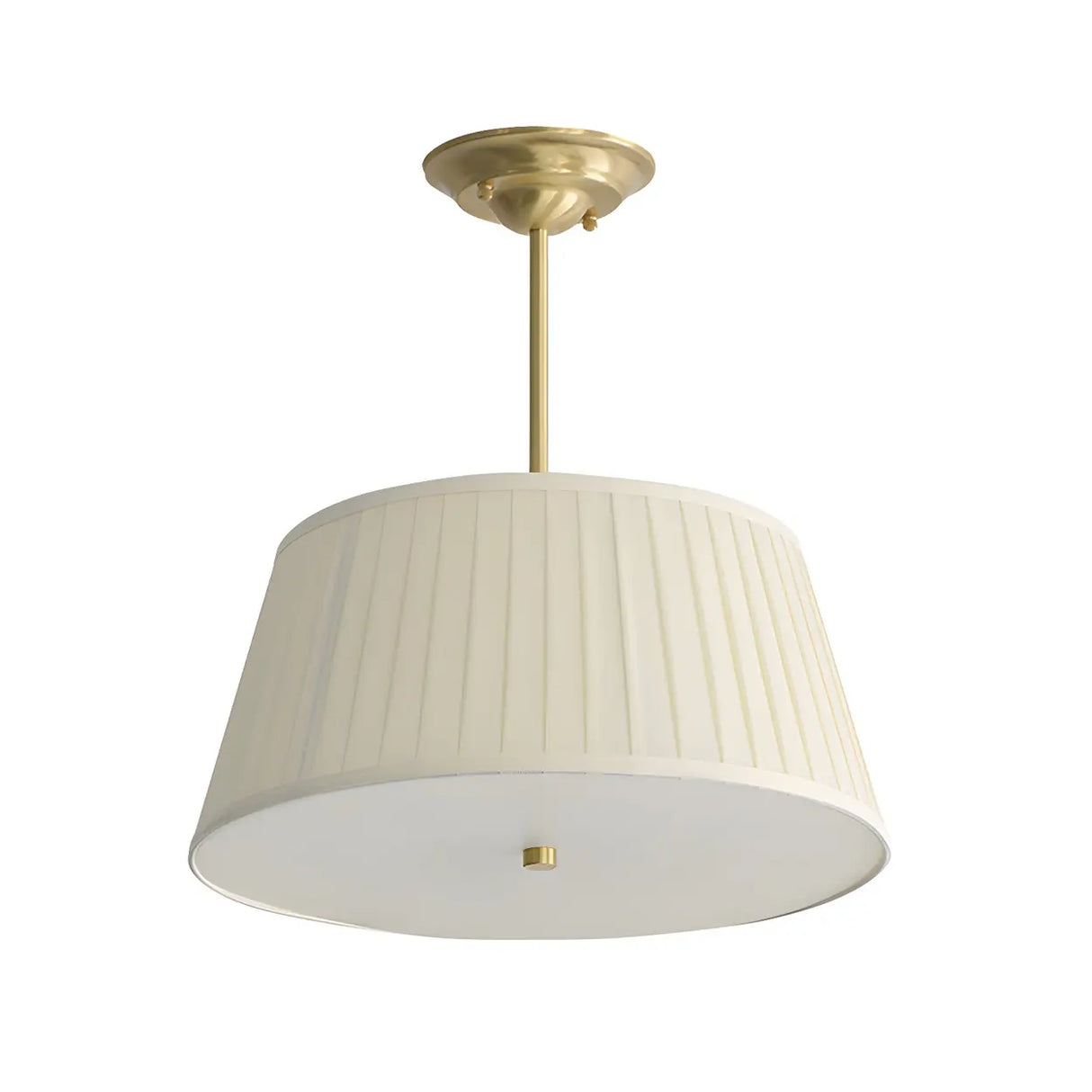 Fabric Beige Bedroom Downrod Drum Chandelier Lighting Image - 8