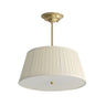 Fabric Beige Bedroom Downrod Drum Chandelier Lighting Image - 8