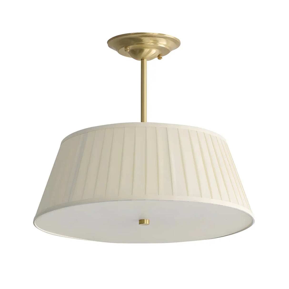 Fabric Beige Bedroom Downrod Drum Chandelier Lighting Image - 9