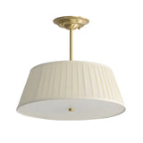 Fabric Beige Bedroom Downrod Drum Chandelier Lighting Image - 9