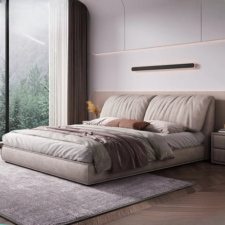 Fabric Headboard Light Grey King Storage Included Bed Image - 1