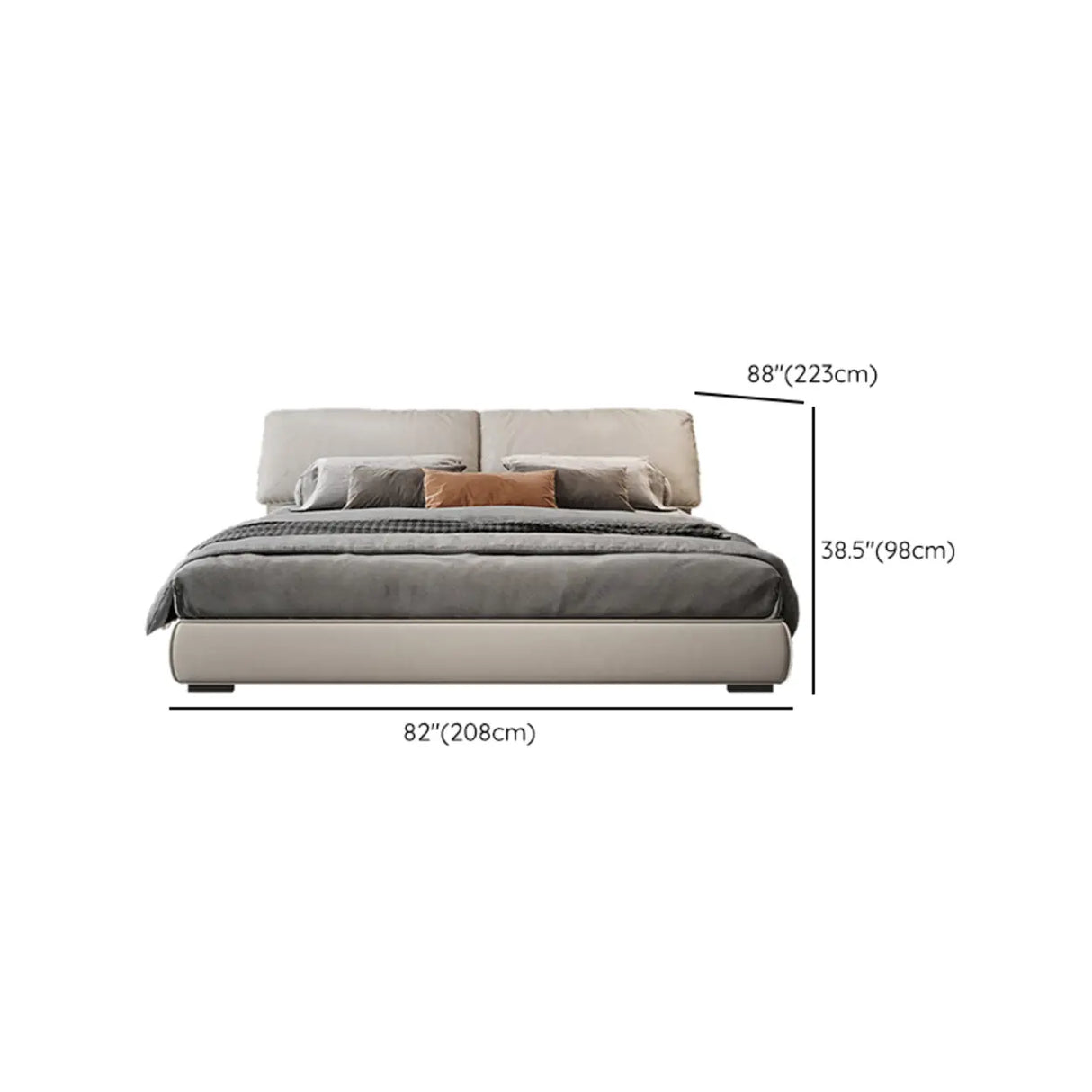 Fabric Headboard Light Grey King Storage Included Bed Image - 10