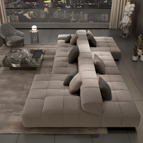 Fabric Living Room Beige Large Sectional Double Sided Sofa Image - 1
