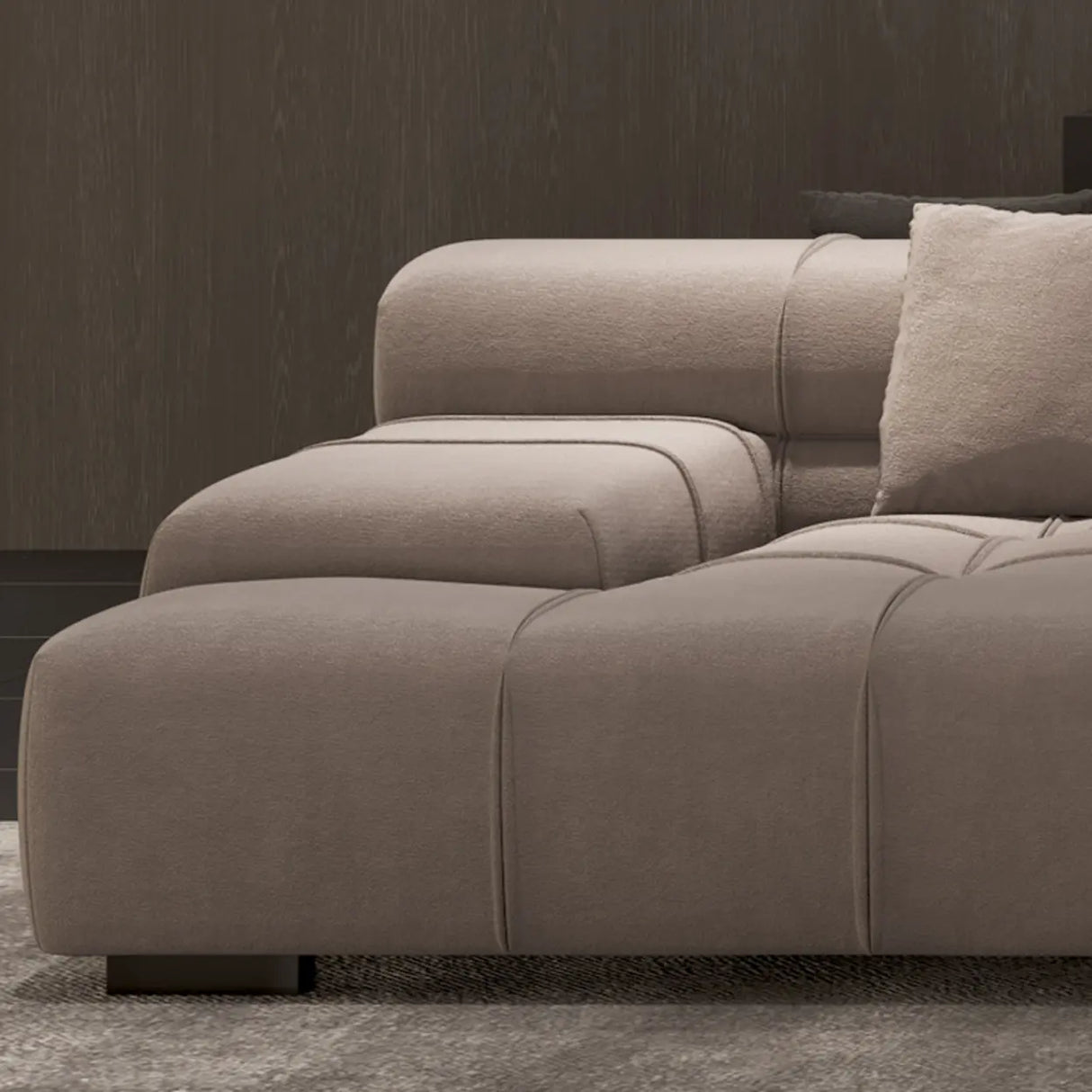 Fabric Living Room Beige Large Sectional Double Sided Sofa Image - 10