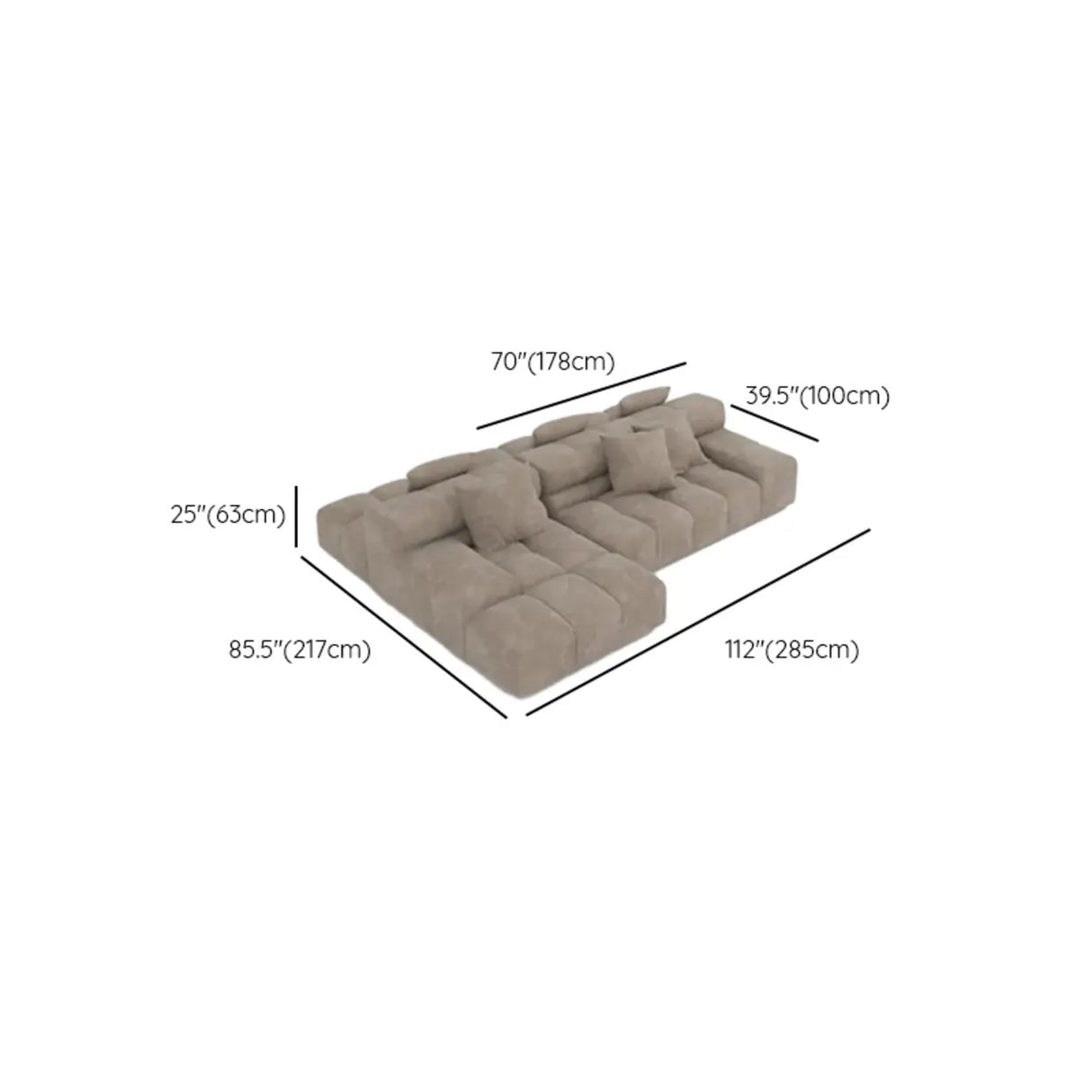 Fabric Living Room Beige Large Sectional Double Sided Sofa 