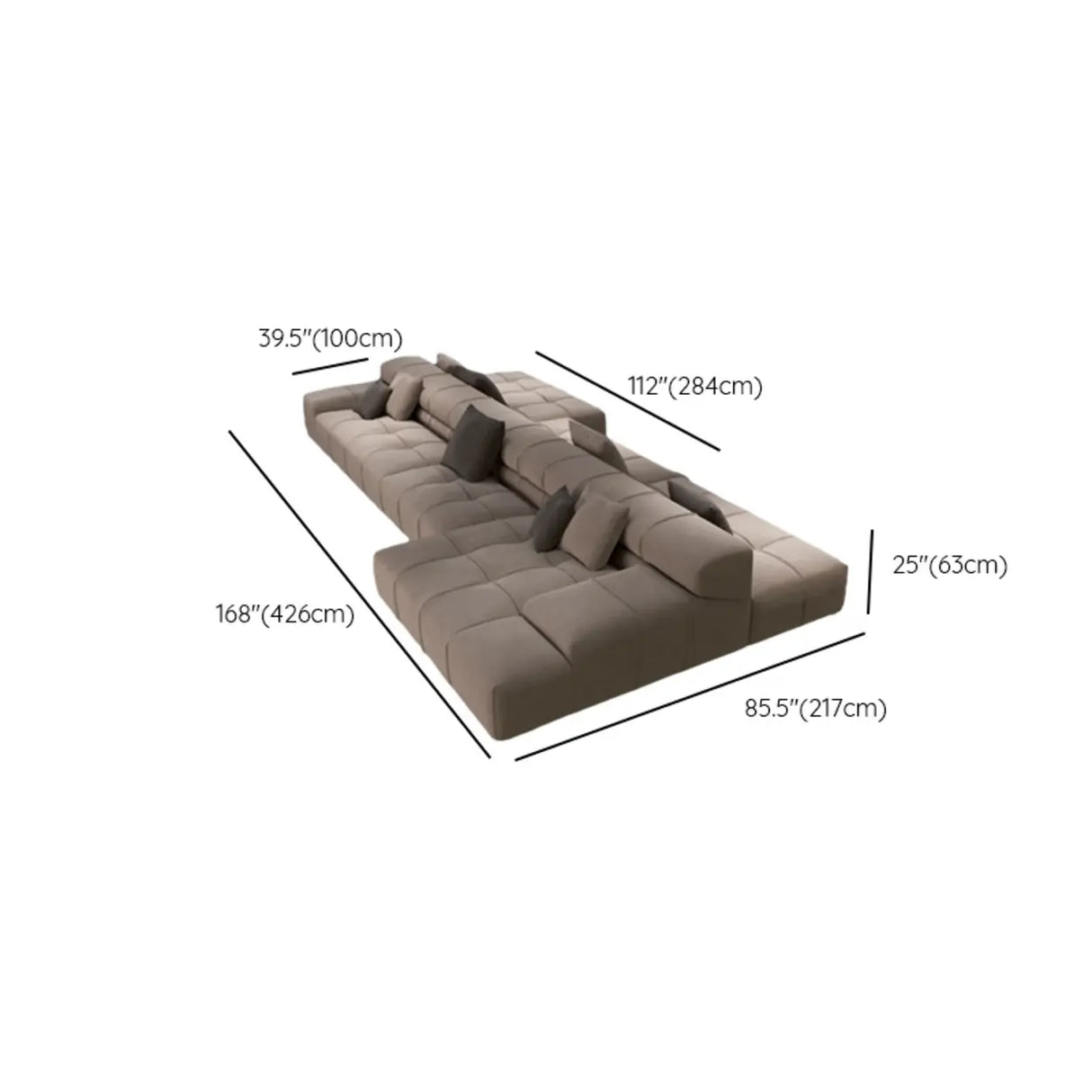 Fabric Living Room Beige Large Sectional Double Sided Sofa Image - 17