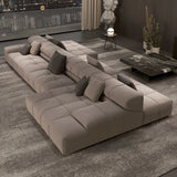 Fabric Living Room Beige Large Sectional Double Sided Sofa Image - 2