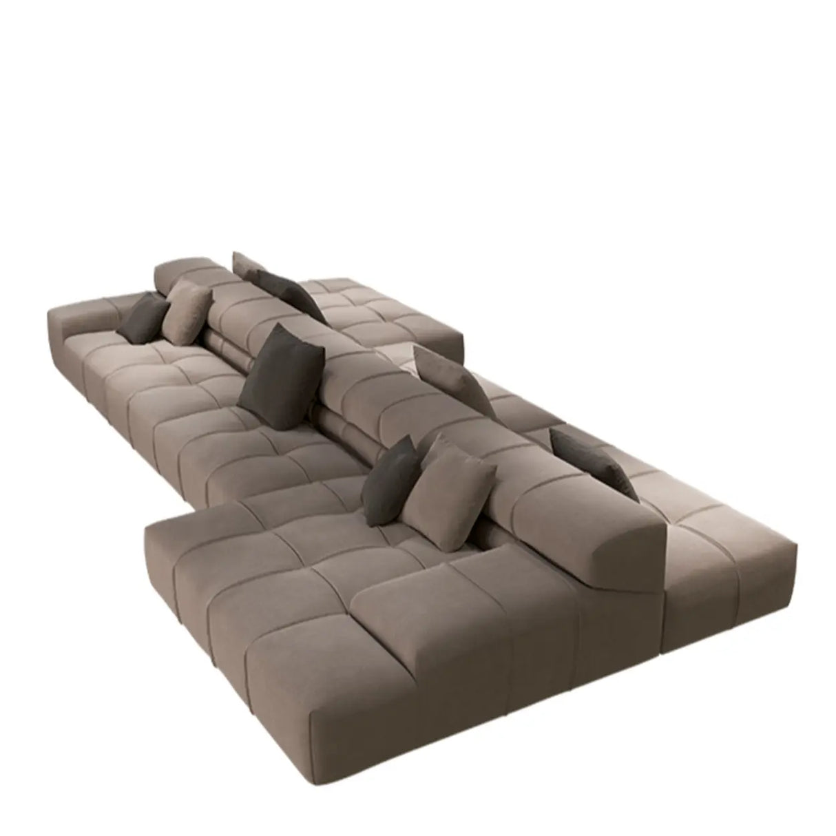 Fabric Living Room Beige Large Sectional Double Sided Sofa Image - 8