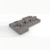 Fabric Living Room Beige Large Sectional Double Sided Sofa Image - 9