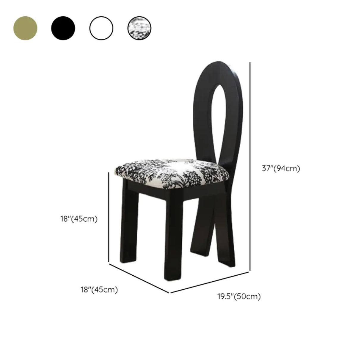 Fabric Seating Ribbon-Back Wood Dining Chair Black 